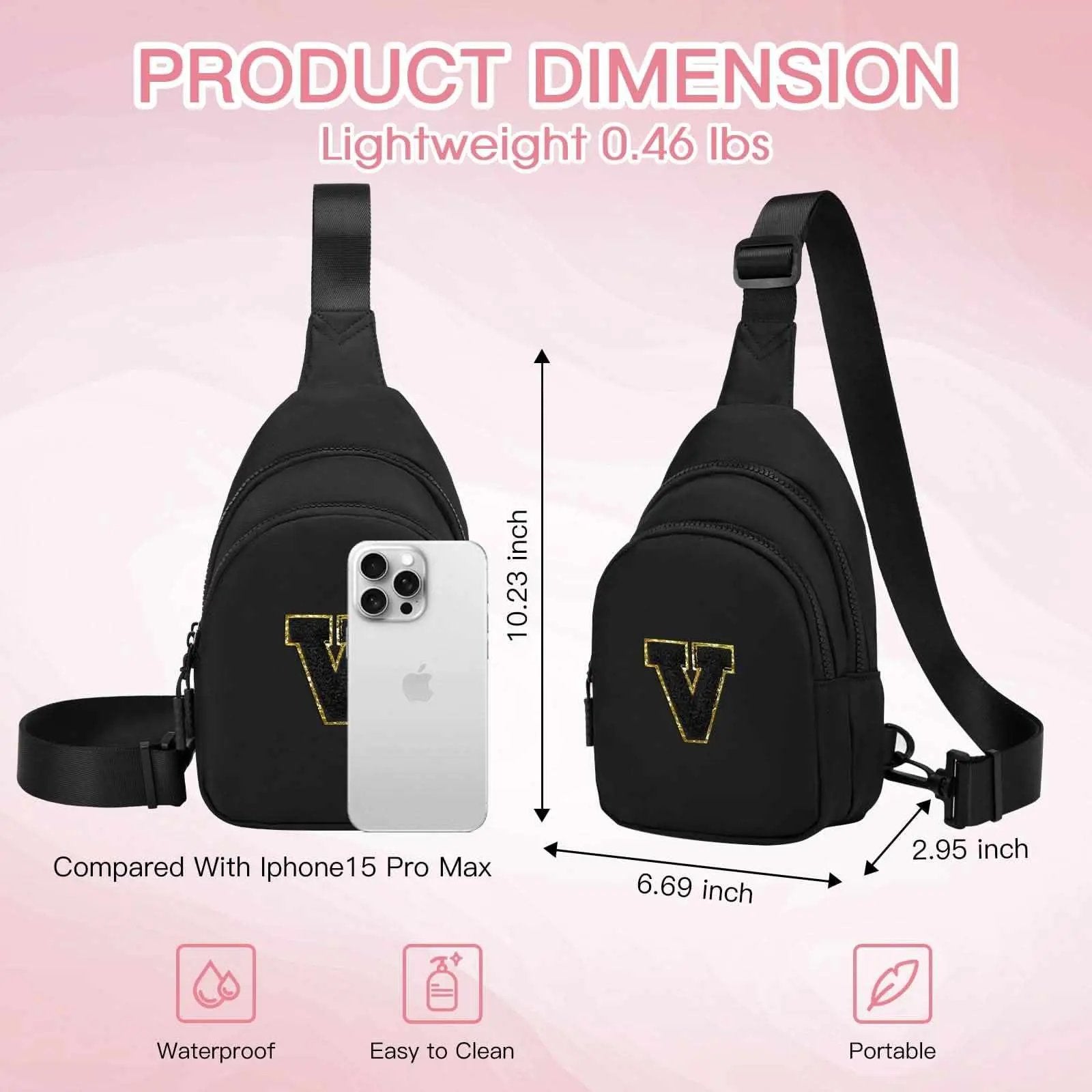 Small Initial Sling Bag Crossbody Bag Fanny Pack for Girls Women Cute Chest Bag Cross Body Bag Personalized Gift - Love Salve